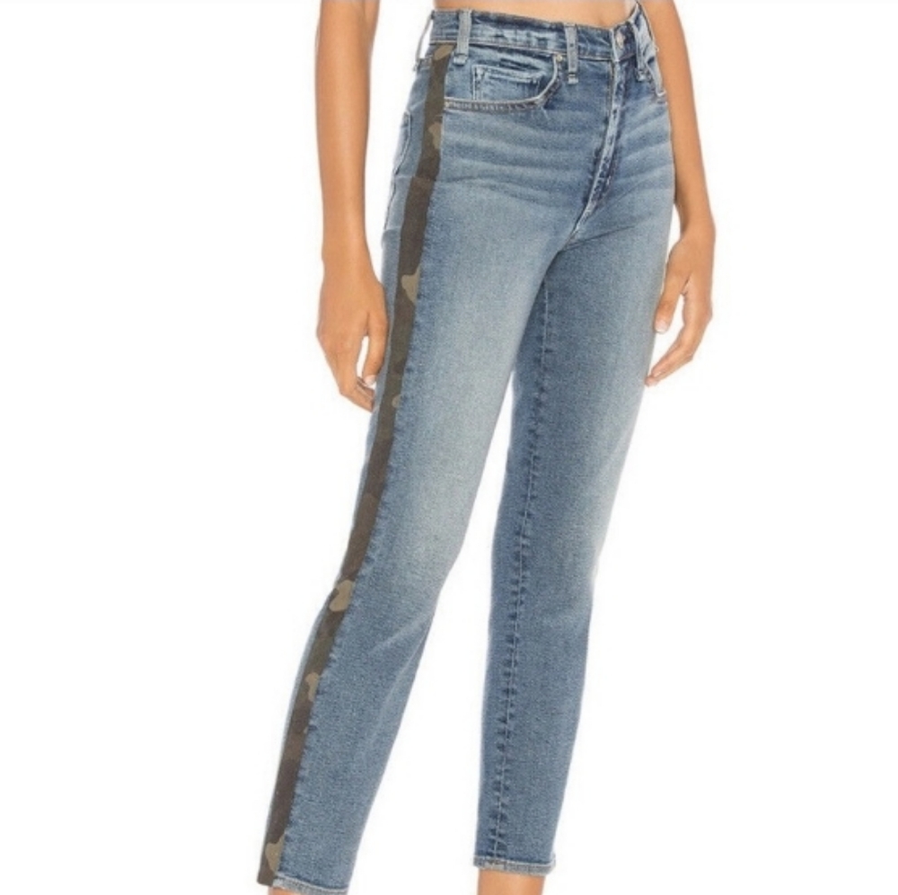 MCGUIRE DENIM Ibizia Camo Side Stripe Print High Rise Skinny Blue Jeans 27